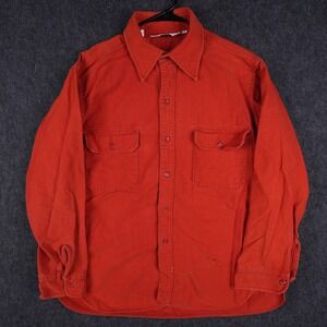 Vintage Woolrich Chamois Shirt Mens XL Orange Fair Distressed Heavy Cotton